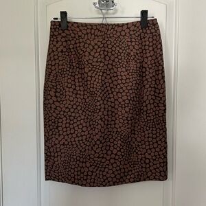 NWT LOFT Silk Blend Pencil Straight Skirt Brown Polka Dot Animal Print Size 2